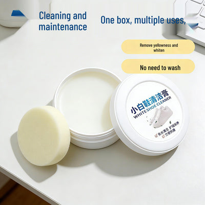 Fırçalı Beyaz Ayakkabı Beyazlatma ve Temizleme Kremi - Yıkamasız Sararma Giderici ve Parlatıcı.