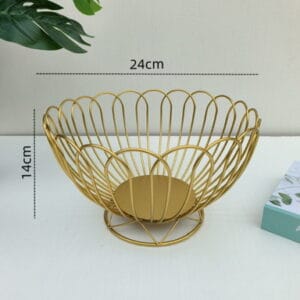 Meyvə qabı, metal, 24×14 sm, qızılı – Qab-qacaq və Ev və Mətbəx üçün