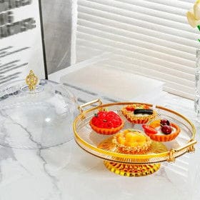 Tort üçün altlıq, plastik, şəffaf/qızılı, 29.5×23 sm – Qab-qacaq və Ev və Mətbəx üçün