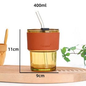 Borucuqlu stəkan ZV17, şüşə, qəhvəyi, 400 ml – Qab-qacaq və Ev və Mətbəx üçün