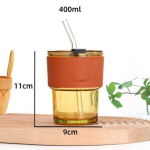 Borucuqlu stəkan ZV17, şüşə, qəhvəyi, 400 ml – Qab-qacaq və Ev və Mətbəx üçün
