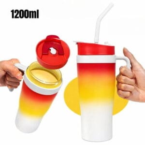 1200 ml borulu rəng keçidli su qabı, Qırmızı – Su qabları və termoslar və Ev və Mətbəx üçün
