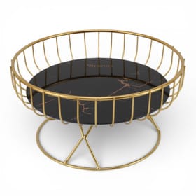 Meyvə və şirniyyat qabı, metal, 27×13.5 sm, qızılı/qara – Qab-qacaq və Ev və Mətbəx üçün