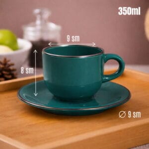 Çay dəsti, keramika, firuzəyi, 350 ml, 6 əd – Qab-qacaq və Ev və Mətbəx üçün