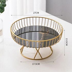 Meyvə və şirniyyat qabı, metal, 27×13.5 sm, qızılı/qara – Qab-qacaq və Ev və Mətbəx üçün