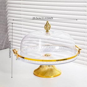 Tort üçün altlıq, plastik, şəffaf/qızılı, 29.5×23 sm – Qab-qacaq və Ev və Mətbəx üçün